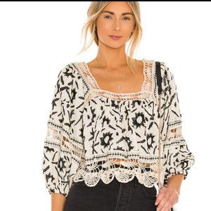 NWT Free People Soleil Embroidered Crochet Top Blouse
